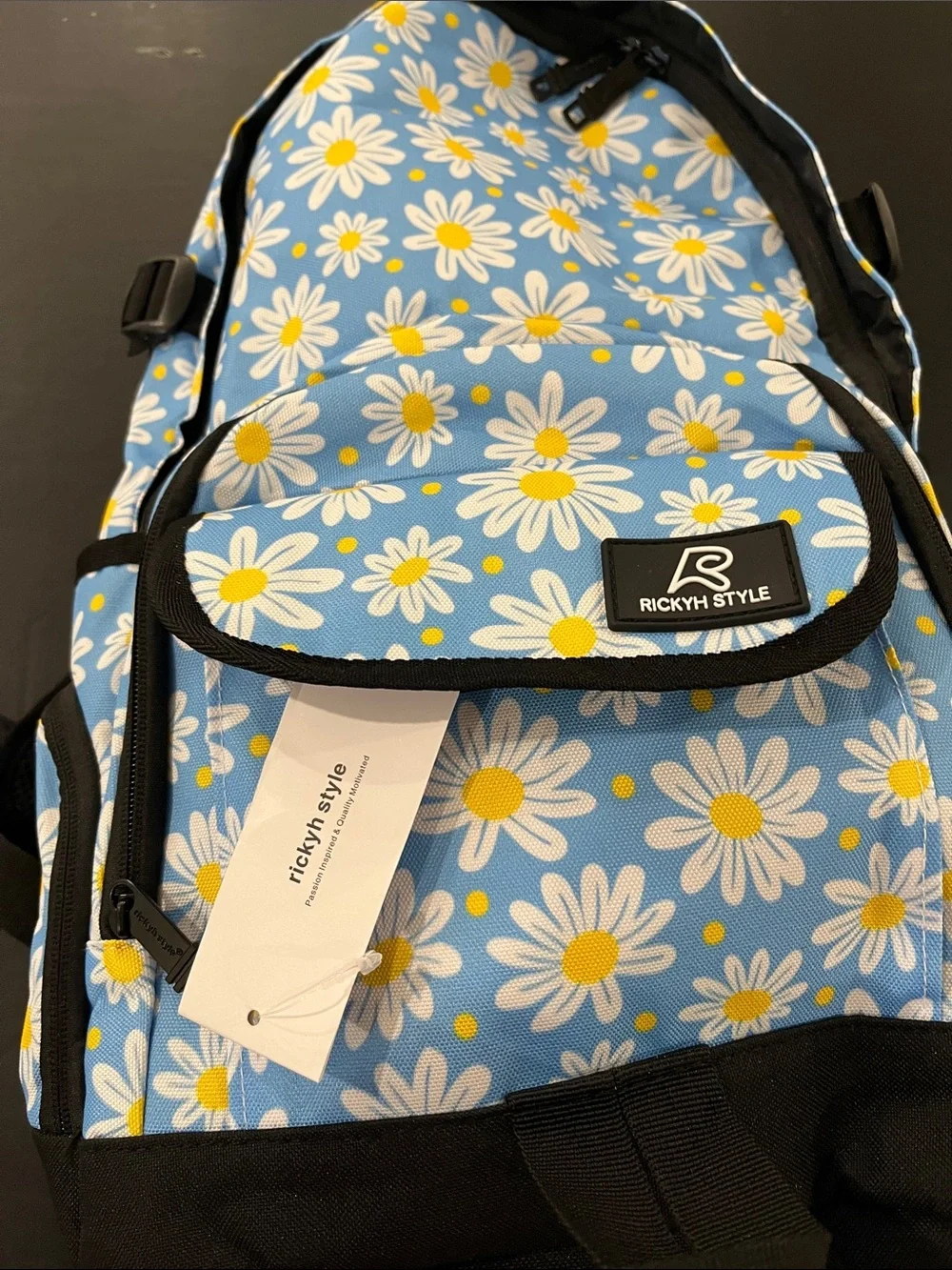 Rickyh Style Blue Daisy Print Backpack